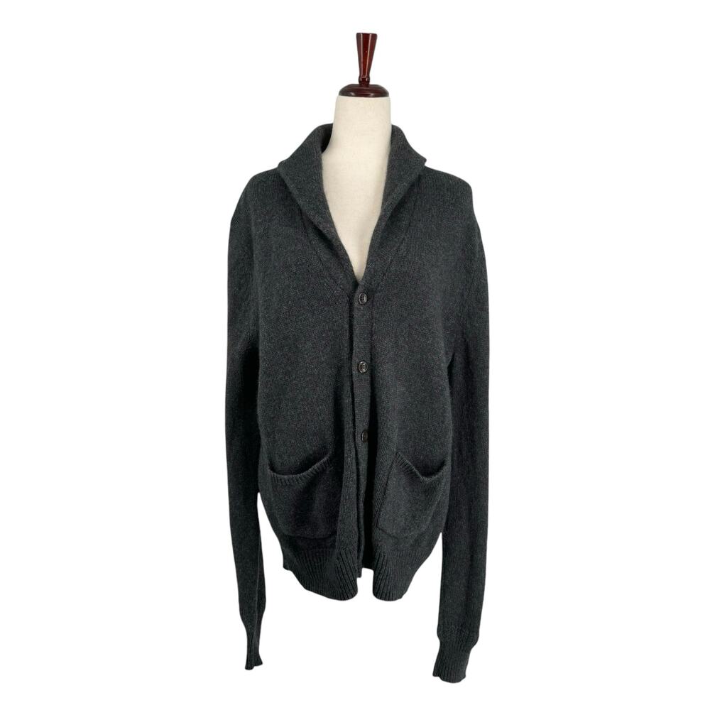 JCPenney Wool Blend Grandpa Cardigan Sweater XL Grey Front Patch Pockets‎ Warm